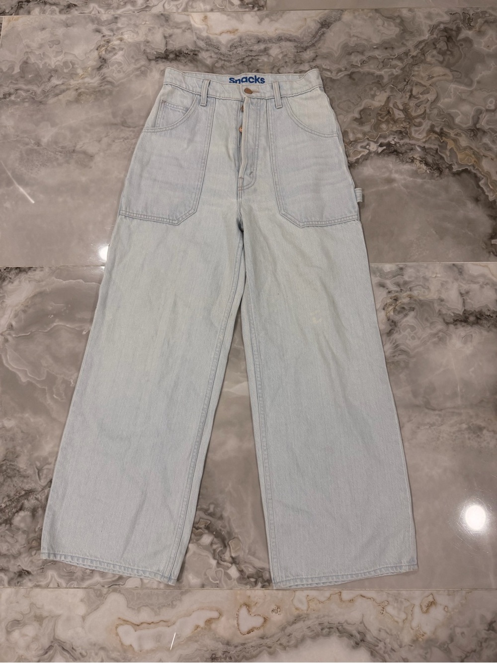 Snacks High-Rise Wide-Leg Jeans in Light Blue